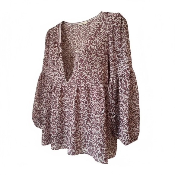 Max Studio Floral Red White Blouse - Size Small - Picture 1 of 6